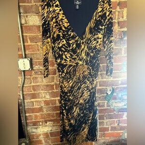 American Living Faux Wrap Dress Elegant Black and Gold Dress